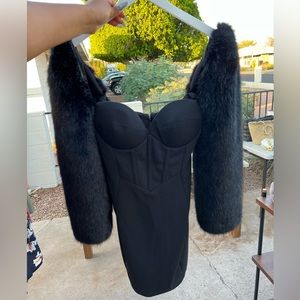 Beautiful Faux Fur Sleeved Party Dress